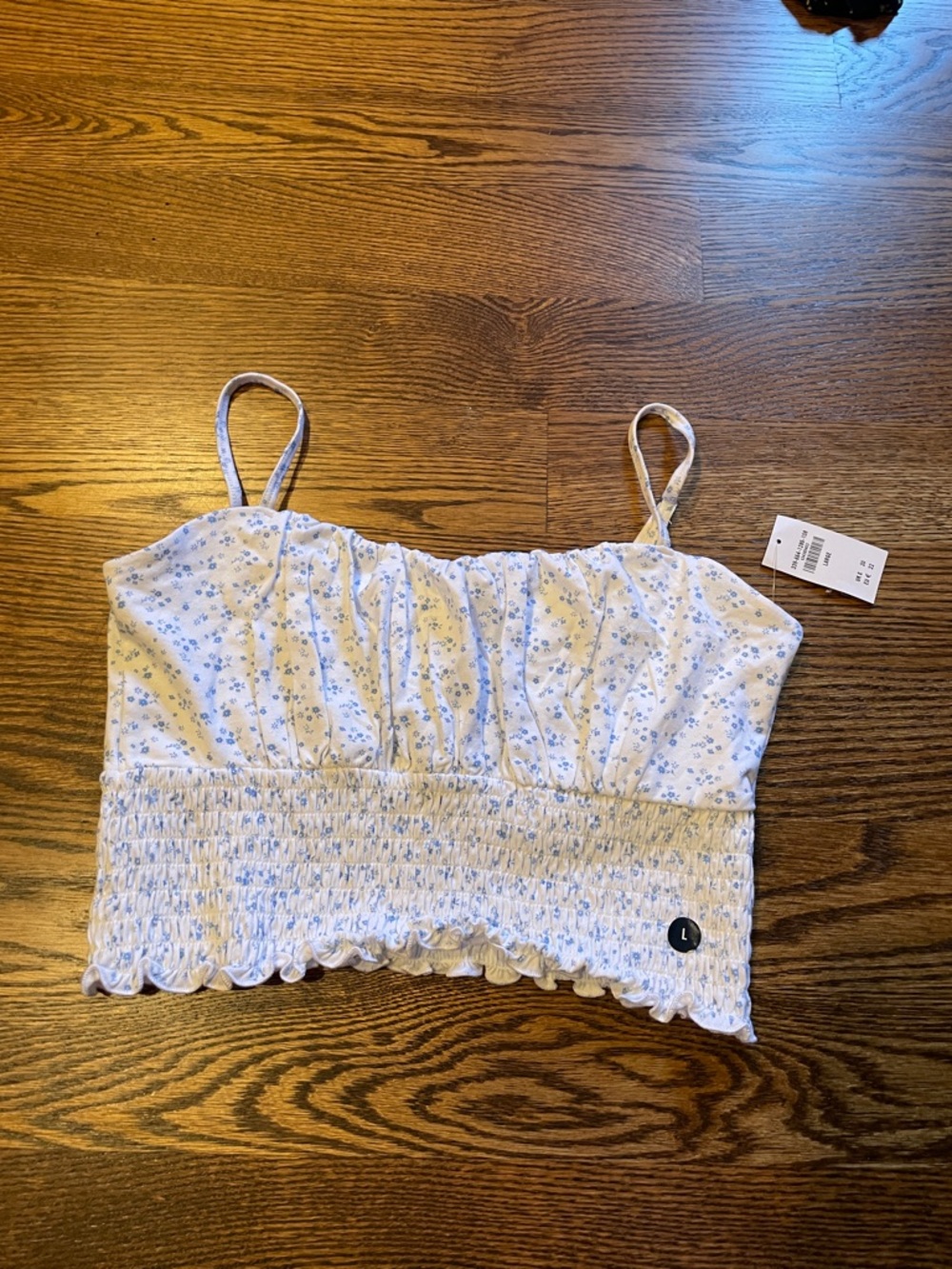 Hollister White Crop Top with Light Blue Floral Print